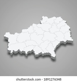 3d map of Gomel Oblast is a region of Belarus, vector illustration