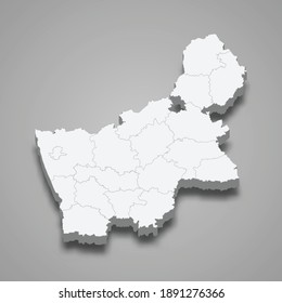 3D-Karte von Grodno Oblast ist eine Region von Belarus, Vektorgrafik