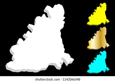 3D map of Guernsey - white, yellow, blue and gold - vector illustration