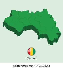 3D Map of Guinea, Vector illustration Stock Photos, Designs