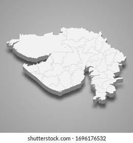 3d map of Gujarat is a state of India