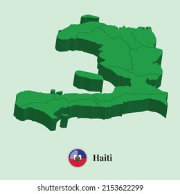 3D Map of Haiti, Vector illustration Stock Photos, Designs