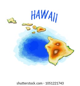 3D Map of Hawaii - Topographic Vector Illustration. Use for Travel Marketing and Print Production.