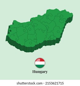 3D Map of Hungary, Vector illustration Stock Photos, Designs