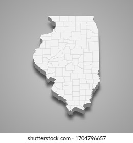 3d map of Illinois is a state of United States