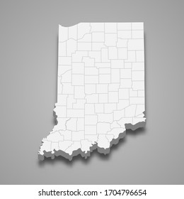 3d map of Indiana is a state of United States