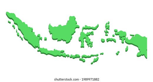 3D map of Indonesia with rounded cartoon style