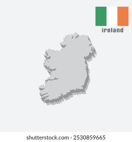 Mapa 3D de Irlanda con secciones separadas sobre un fondo blanco, diseño de Vector