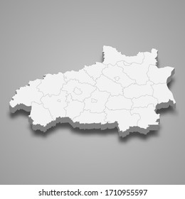 3d map of Ivanovo Oblast is a region of Russia