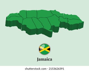 Mapa 3D de Jamaica, Ilustración vectorial Fotos, diseños