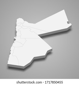 3d map of Jordan with borders of regions