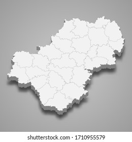 Mapa 3d del óblast Kaluga es una región de Rusia