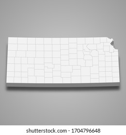 3d map of Kansas is a state of United States
