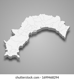 3d map of Kochi is a prefecture of Japan