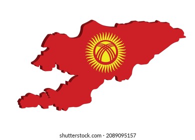 3D map of kyrgyzstan, with red color kyrgyzstan flag