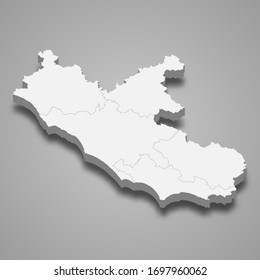 3d map of Lazio is a region of Italy