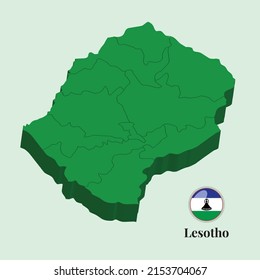 3D Map of Lesotho, Vector illustration Stock Photos, Designs