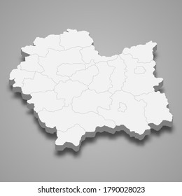 3d map of Lesser Poland voivodeship is a province of Poland, vector illustration