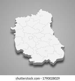 3d map of Lublin voivodeship is a province of Poland, vector illustration