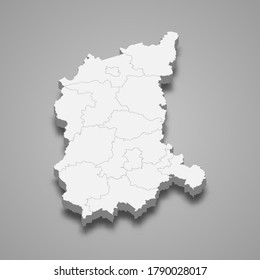 3d map of Lubusz voivodeship is a province of Poland, vector illustration