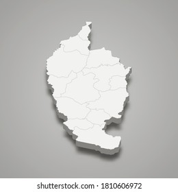 3d map of Maha Sarakham is a province of Thailand. Vector illustration