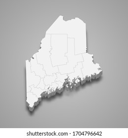 3d map of Maine is a state of United States