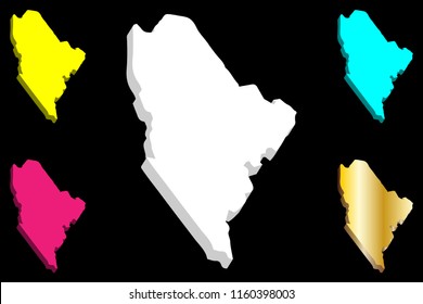 3D map of Maine (United States of America) - white, yellow, purple, blue and gold - vector illustration