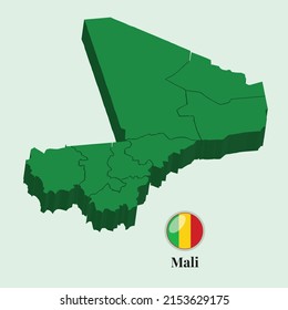 Mapa 3D de Mali, ilustración vectorial Fotos, diseños