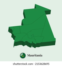 Mapa 3D de Mauritania, ilustración vectorial Fotos de stock, diseños