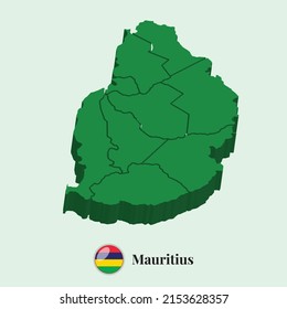 3D-Karte von Mauritius, Stockfotos von Vektorgrafiken, Designs