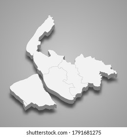 3d map of Merseyside is a ceremonial county of England, vector illustration