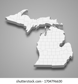 3d map of Michigan is a state of United States