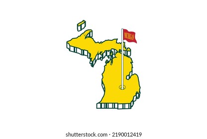 3d map of Michigan vector image