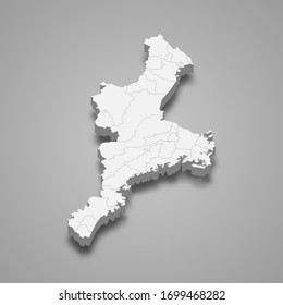 3d map of Mie is a prefecture of Japan