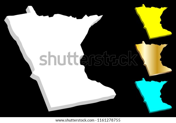 3d Map Minnesota United States America Stock Vector Royalty Free