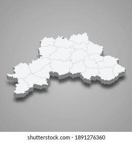Mapa 3d del óblast de Mogilev es una región de Bielorrusia, ilustración vectorial