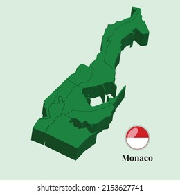 3D Map of Monaco, Vector illustration Stock Photos, Designs