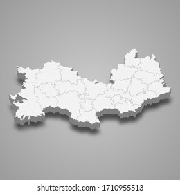 3d map of Mordovia is a region of Russia