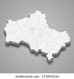 3d map of Moscow Oblast is a region of Russia