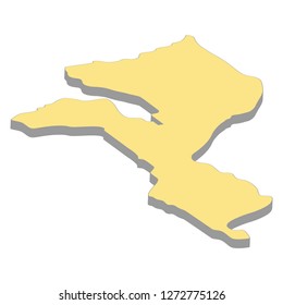 3d map of Mozambique. Silhouette of Mozambique map vector illustration