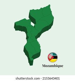 3D Map of Mozambique, Vector illustration Stock Photos, Designs
