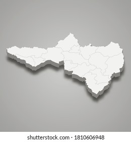 Mapa 3d de Nakhon Sawan es una provincia de Tailandia. Ilustración del vector