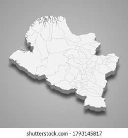 3d map of Narino is a department of Colombia, vector illustration