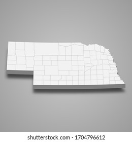 3d map of Nebraska is a state of United States