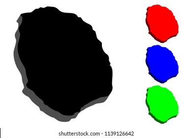 3D map of Nevis (Federation of Saint Kitts and Nevis) - black, red, blue and green - vector illustration