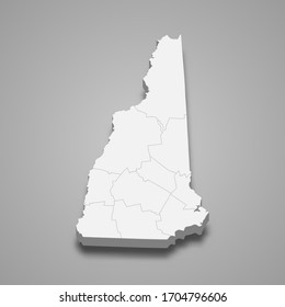 3d map of New Hampshire is a state of United States