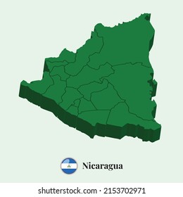 3D Map of Nicaragua, Vector illustration Stock Photos, Designs