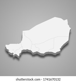 Mapa de Níger con fronteras de regiones