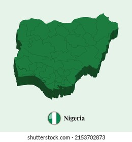 3D Map of Nigeria, Vector illustration Stock Photos, Designs