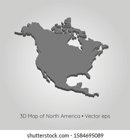 3D map of North America, vector eps